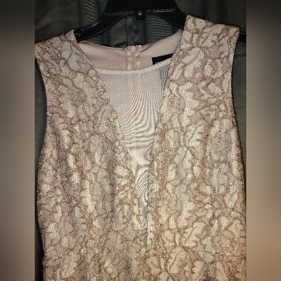 Tan Sheath Dress Sleeveless V-neck Wedding Guest - Picture 5 of 11